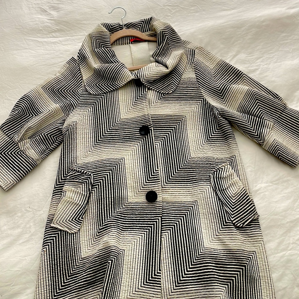 Saint Gil Paris swing coat black and white pattern Artists lightweight jacket
